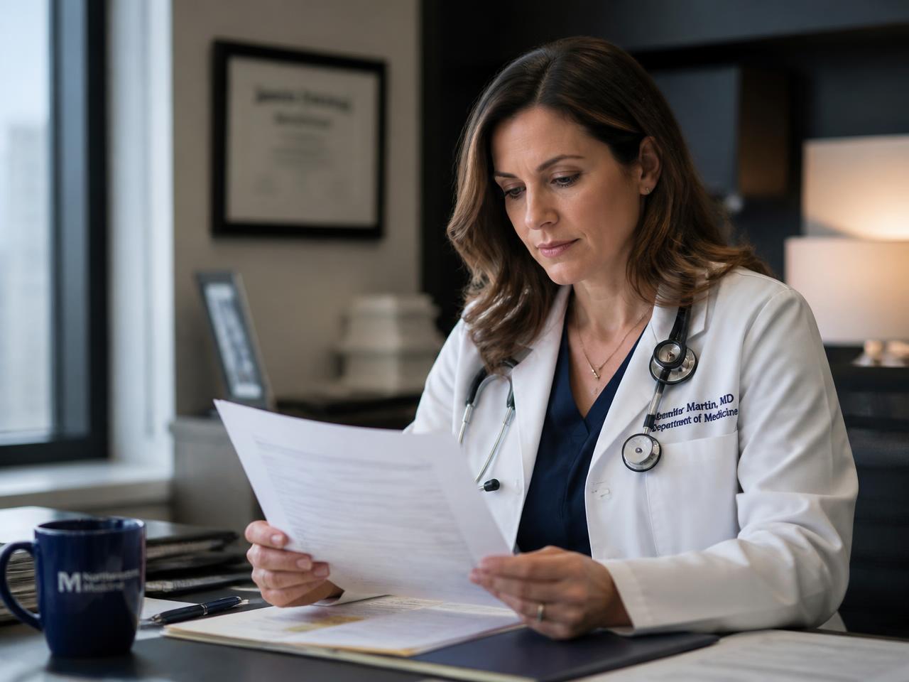 Licensed physician reviewing a veteran's medical records